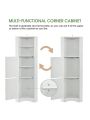 Tall Bathroom Corner Cabinet, Freestanding Storage Cabinet with Doors and Adjustable Shelves, MDF Board, Black