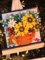 1set Sunflower Flower Paintina Rack Wooden Frame FlowerBuildina Kit For Adults. Building Block Flowers Mini Building Bricks For Gifts Home Decor BotanicalCollection
