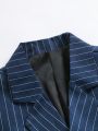 Extended Sizes Men Plus Pinstriped Double Breasted Blazer & Suit Pants