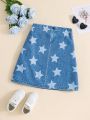 Teen Girl'S Five-Pointed Star Print Midi Skirt