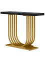 Tribesigns Modern Console Table with Gold Base, 39.4 Inch Faux Marble Veneer Entryway Table, Narrow Sofa Accent Table with Geometric Metal Legs for Living Room, Hallway