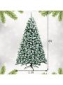 Gymax 6ft Pre-lit Snow Flocked Christmas Tree Hinged Pine Tree Holiday Decoration