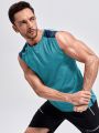 Men Color Block And Letter Graphic Sports Tank