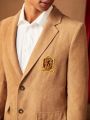 HARRY POTTER X SHEIN Men Letter Patched Flap Detail Corduroy Blazer