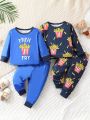Baby Boy's French Fries Printed Long Sleeve Shirt And Pants Set