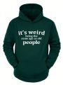 Men'S Plus Size Fleece Hoodie With Slogan Printing