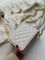 Mini Minimalist Quilted Faux Pearl Decor Square Bag