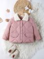 Toddler Girls' Stand Collar Diamond Shaped Quilted Jacket