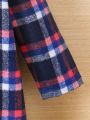 SHEIN Kids Y2Kool Toddler Girls' Sweet & Cool Plaid Woolen Coat For Autumn And Winter