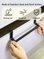 SHEIN Basic living 1PC Black Single Rod Towel Rack Cabinet Door Back Type Hanging Rack Non-punched Towel Rod