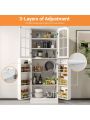 Kitchen Pantry Cabinets, White Freestanding Kitchen Pantry Storage Cabinet with Adjustable Shelves & Doors, Buffet Cupboards Sideboard Tall Storage Cabinet for Home Office Use