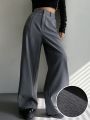 Dazy Star Women's Solid Color Wide Leg Suit Pants