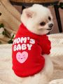 Debiesn 1pc Cute Red Baby Heart Pet Pattern Printed Warm Hoodless Sweater