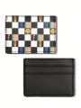 Umamao Estudio 1pc Fashionable Checkered Card Case With Face Design