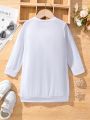 Girls' Round Neck Sweatshirt With Portrait Printing