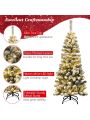 Gymax 4.5ft Pre-lit Pencil Snow Flocked Pencil Christmas Tree Holiday Decoration