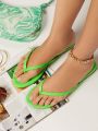 PU Leather Neon Lime Flip Flops