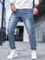 Men's Cargo Style Denim Jeans With Pockets
