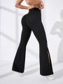 Yoga Basic Split Hem Flare Leg Sports Pants