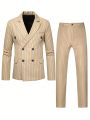 Manfinity Mode Men Striped Print Double Breasted Blazer & Suit Pants