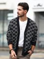 Men's Long Sleeve Button-front Plaid Cardigan Sweater
