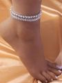 2pcs Rhinestone Decor Anklet