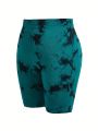 Yoga Basic Plus Size Tie-Dye Sports Shorts