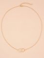 1pc Double Circle Interlocking Card Shaped Alloy Pendant Necklace Suitable For Daily Wear