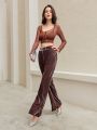 Anewsta Elastic Waist Velvet Trousers