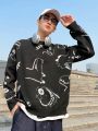 Manfinity Hypemode Men's Dinosaur Patterned Round Neck Sweater
