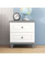 Upgraded White Nightstand with 2 Drawers, Modern Night Stands for Bedrooms, Wooden Bed Side Table/Night Stand for Small Spaces, College Dorm, Kids’ Room, Living Room,19.5inch