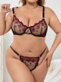 Plus Size Sexy Embroidered Lingerie Set