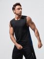Men Color-block Top-stitching Sports Tank Top