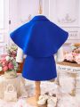 Young Girl 1pc Cloak Sleeve Belted Overcoat