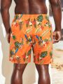 Men's Plus Size Tropical Plant Printed Beach Shorts