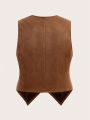 Plus Size Faux Suede Vest Jacket