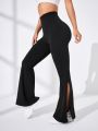 Yoga Basic Split Hem Flare Leg Sports Pants