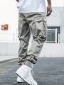 Manfinity LEGND Men's Plus Size Side Pocket Drawstring Waist & Elastic Cuff Cargo Pants