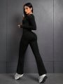 Yoga High Street Long Sleeve Seamless Body Shaping Jumpsuit With Butt Lift Effect, Suitable For Yoga And Daily Wear