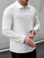 Manfinity Homme Men's Plus Size Casual Long Sleeve Half-zip Polo Shirt
