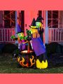 6 FT Tall Halloween Inflatable Three Witches Around Cauldron with Flame Light Inflatable Yard Decoration Blow Up Inflatables with Build-in LEDs for Halloween Party Indoor, Outdoor Decorations