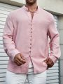 Manfinity Men's Plus Size Stand Collar Button Front Shirt