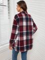 SHEIN Essnce Women's Plaid Print Long Sleeve Random Jacket