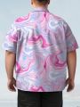 Manfinity Men'S Plus Size Marble Printed Short Sleeve Shirt