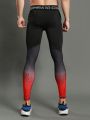 Fitness Men Ombre Letter Graphic Sports Tights
