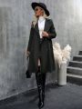 Lapel Neck Double Breasted Belted Trench Coat