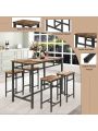 SEGMART 5 Pieces Dining Room Set, Counter Height Bar Table Set for 4, Wooden Bistro Pub Table and Chairs for Small Spaces, Rustic Brown