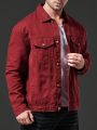 Men Plus Flap Detail Denim Jacket