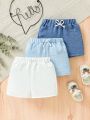 SHEIN 3pcs/Set Infant Boys' Casual Simple Daily Wear Bowknot Design Shorts Suit For Going Out