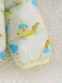 Baby Girl Rainbow & Unicorn Print 3D Ear Design Hooded Puffer Coat